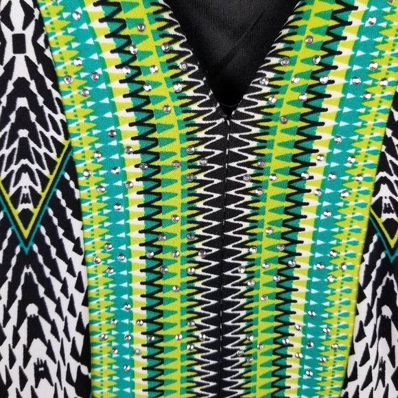 JM Collection sheath dress multicolor print Sz S studded - Picture 4 of 12